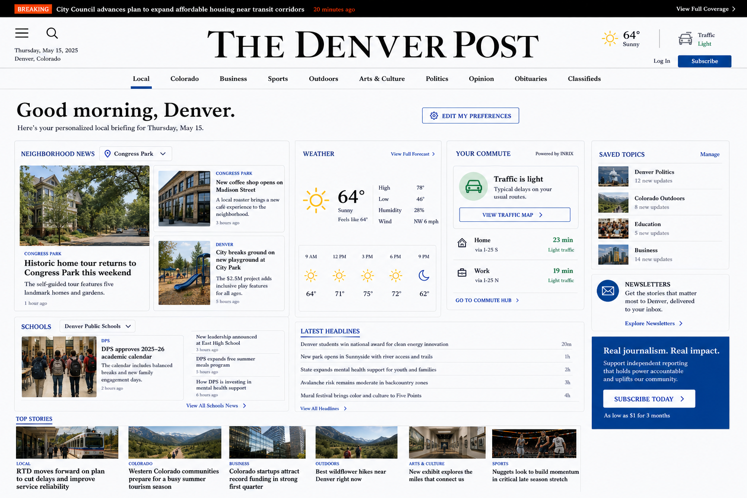 The Denver Post The local briefing full-page design concept