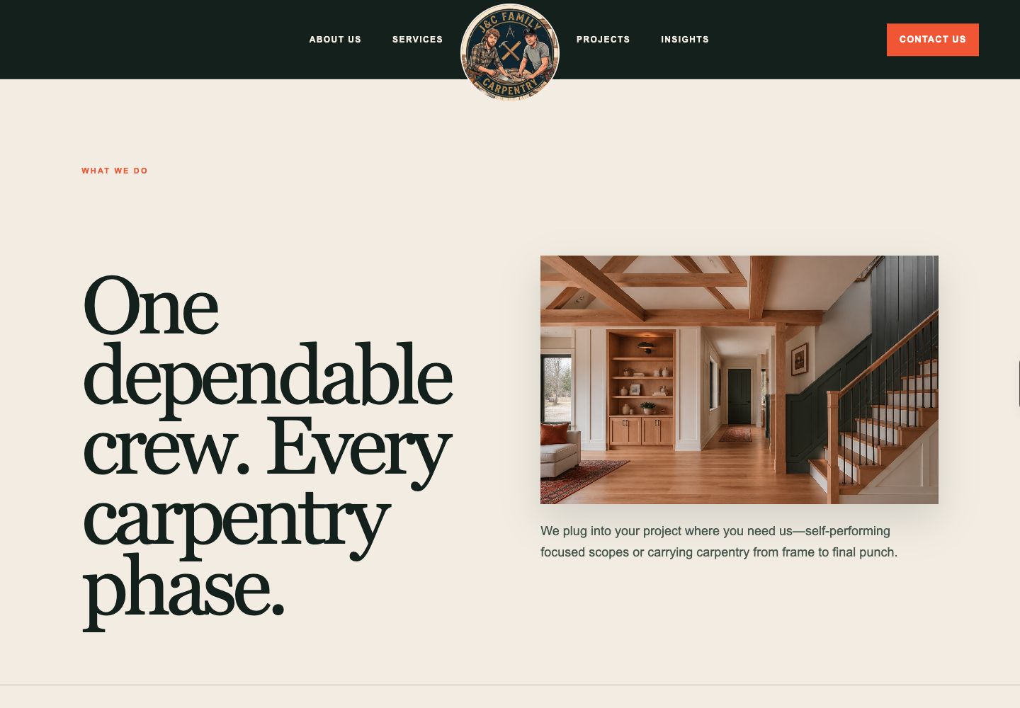 J&C Family Carpentry Services full-page design