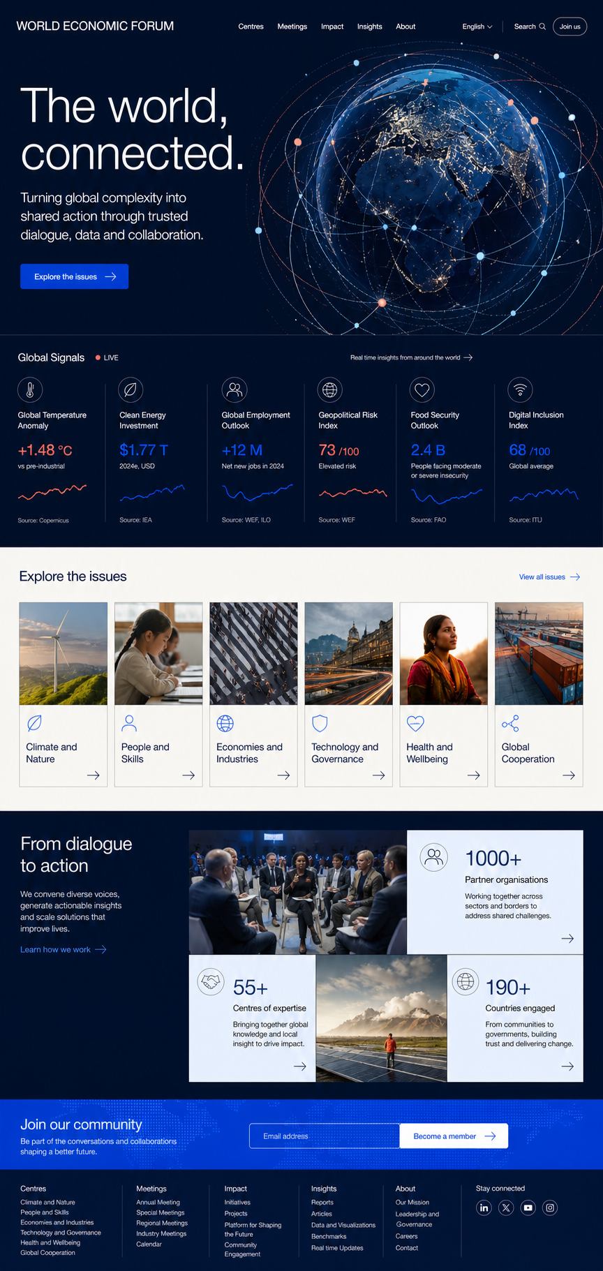 Full homepage design concept for World Economic Forum