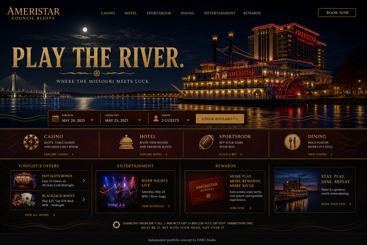 Ameristar Casino Council Bluffs homepage redesign concept