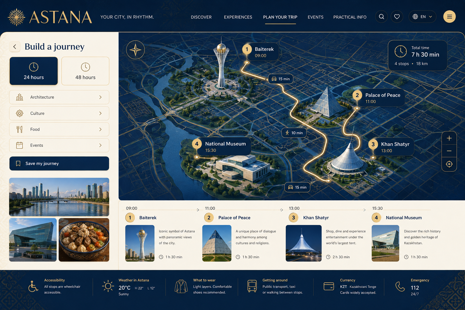 City of Astana Journey builder full-page design