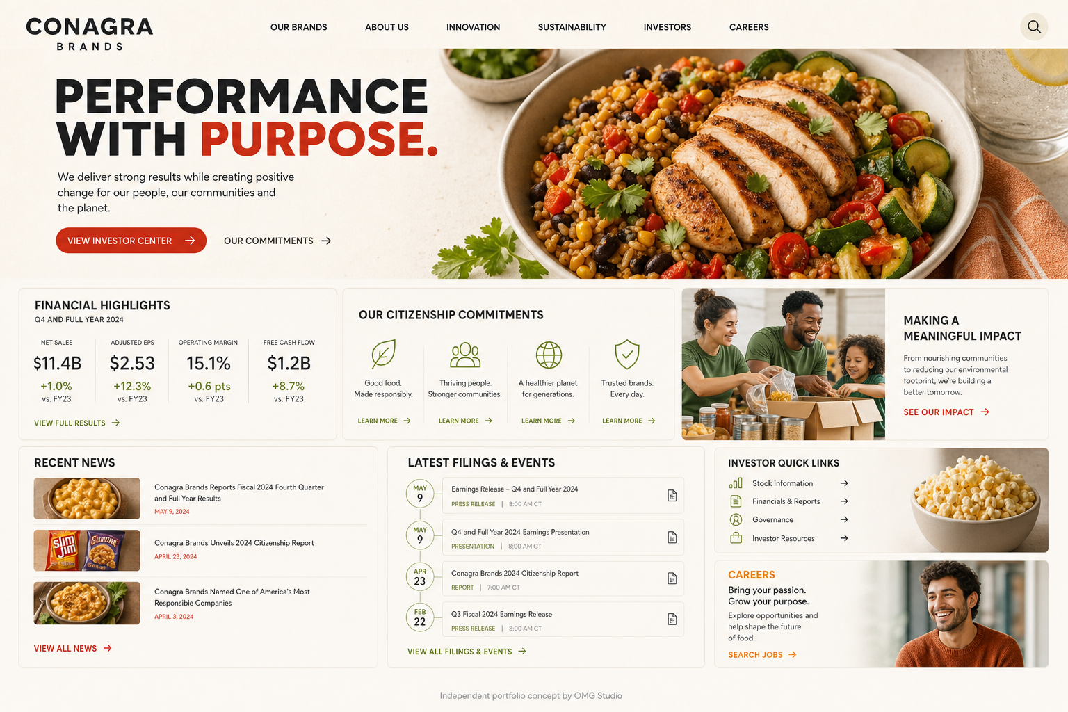 Conagra Brands Company hub full-page design concept