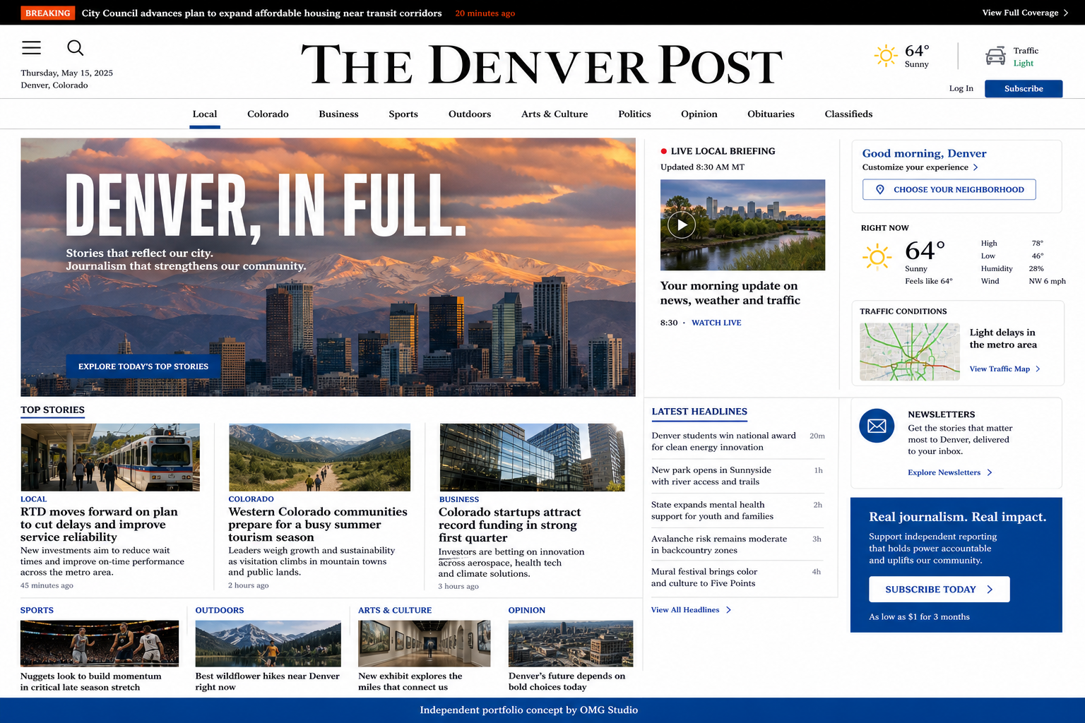 The Denver Post homepage redesign concept