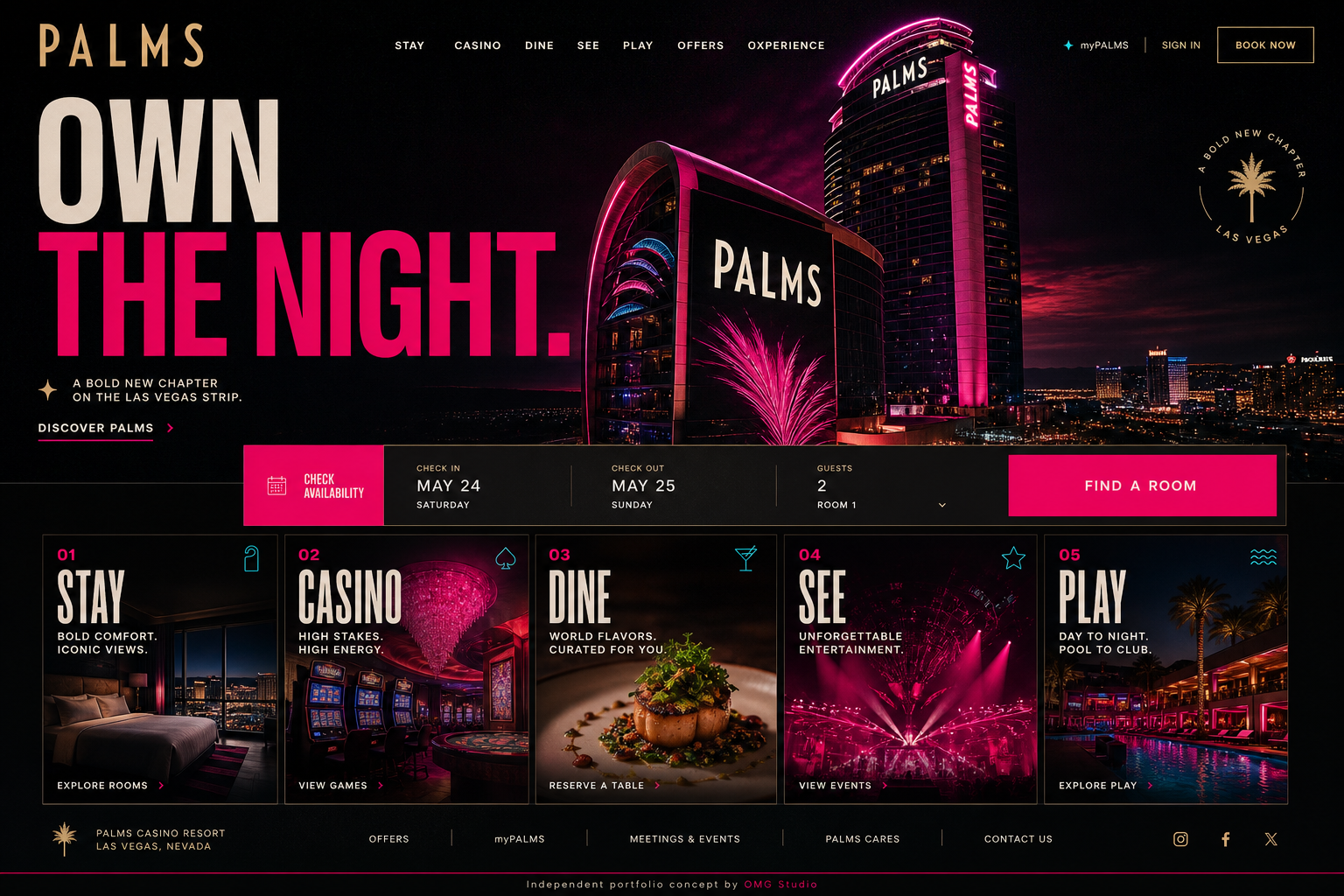 Palms Casino Resort homepage redesign concept