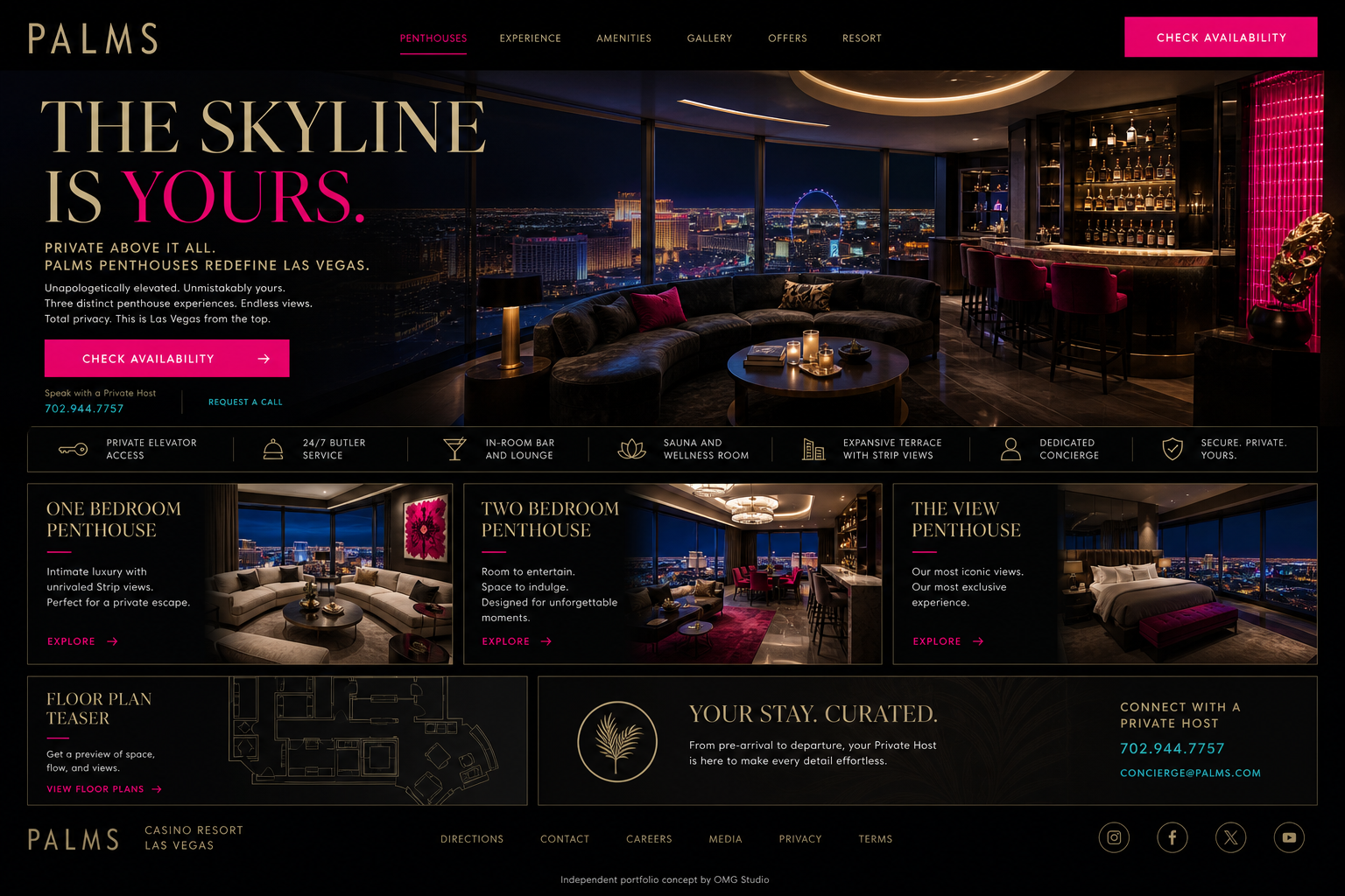 Palms penthouse landing page design concept