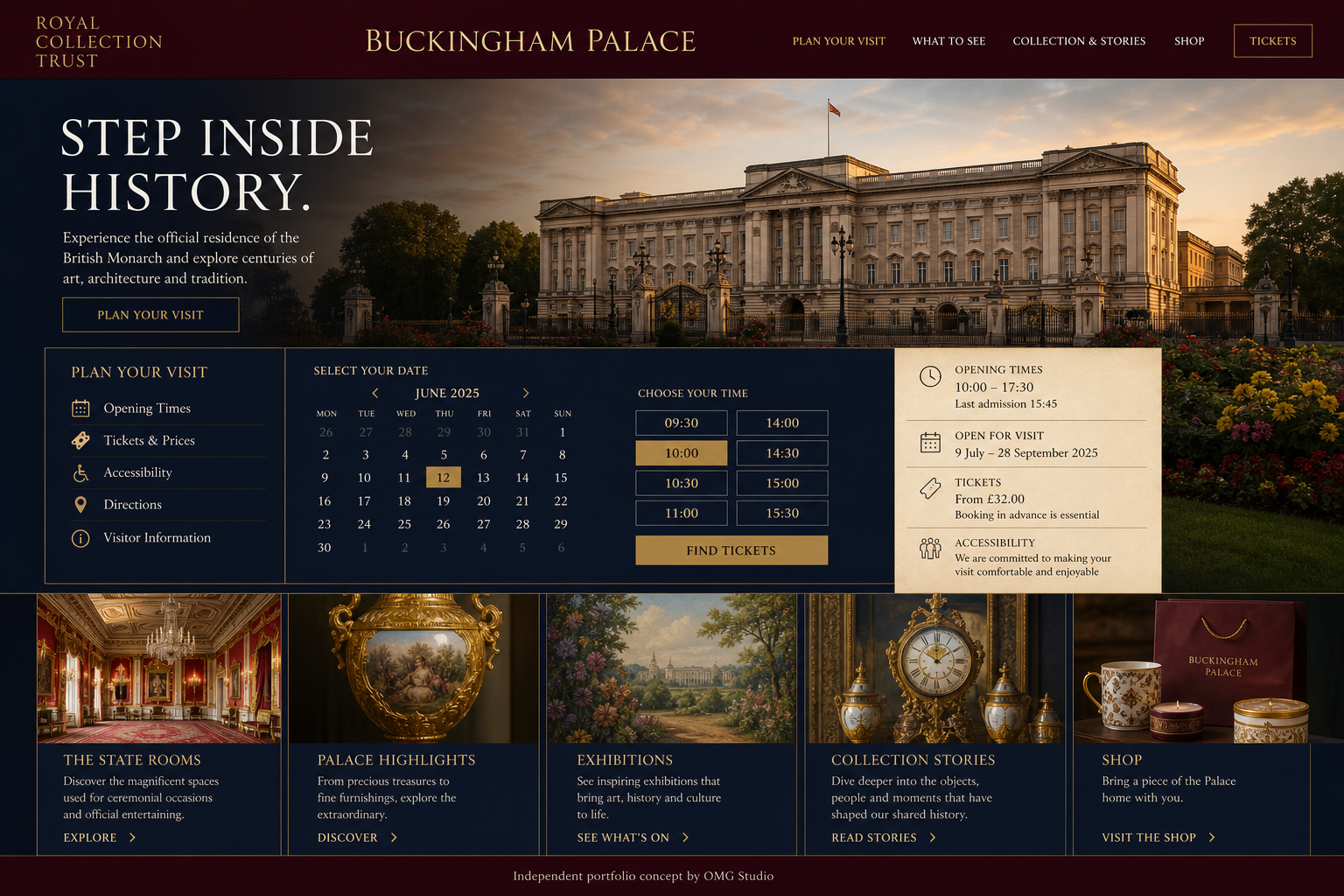 Royal Collection Trust homepage redesign concept