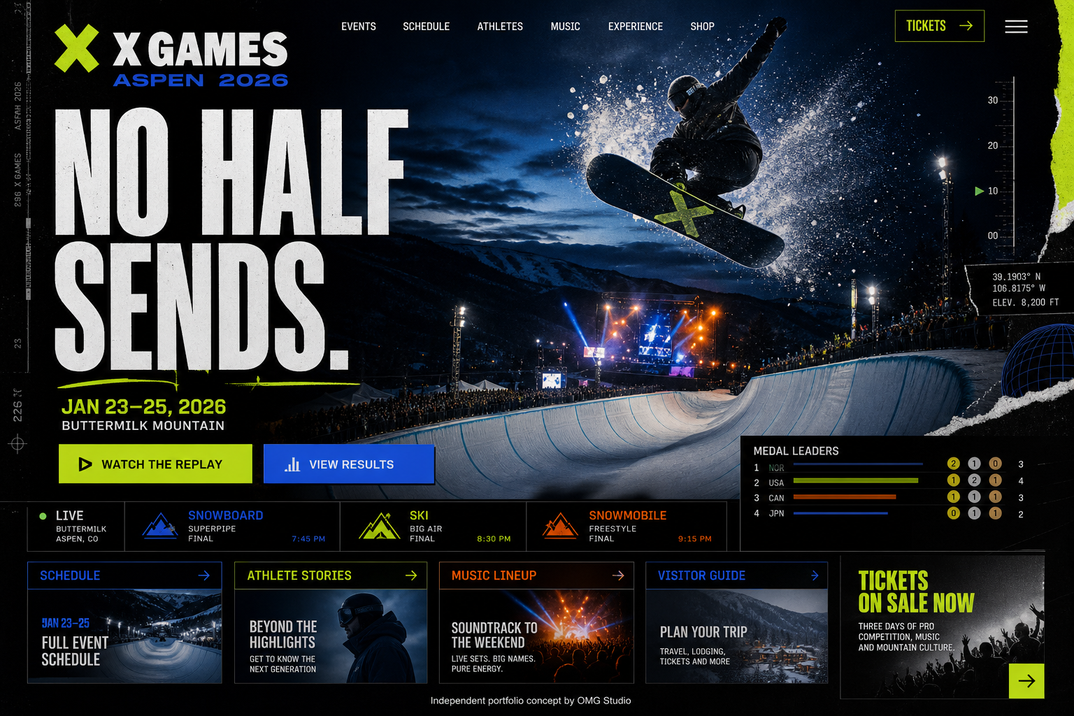 X Games Aspen 2026 homepage redesign concept