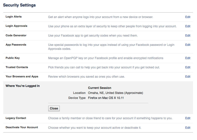 Facebook Where You're Logged In Tool