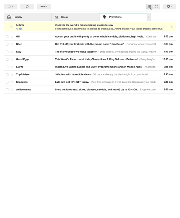 Google New Promotions Grid